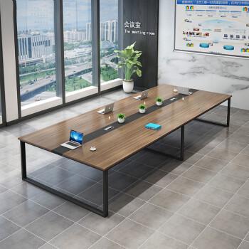 軼派辦公家具大型會(huì)議桌長(zhǎng)桌簡(jiǎn)約現(xiàn)代辦公桌大小型會(huì)議室培訓(xùn)桌椅組合9-15人 胡桃色 其他尺寸和顏色定制訂金
